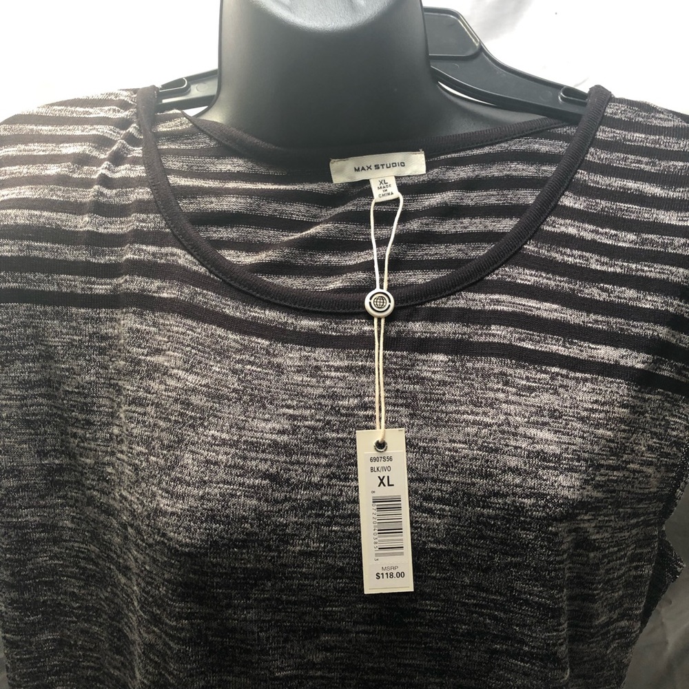 Max Studio Grey Marled Striped Knit Dress XL - Picture 4 of 6
